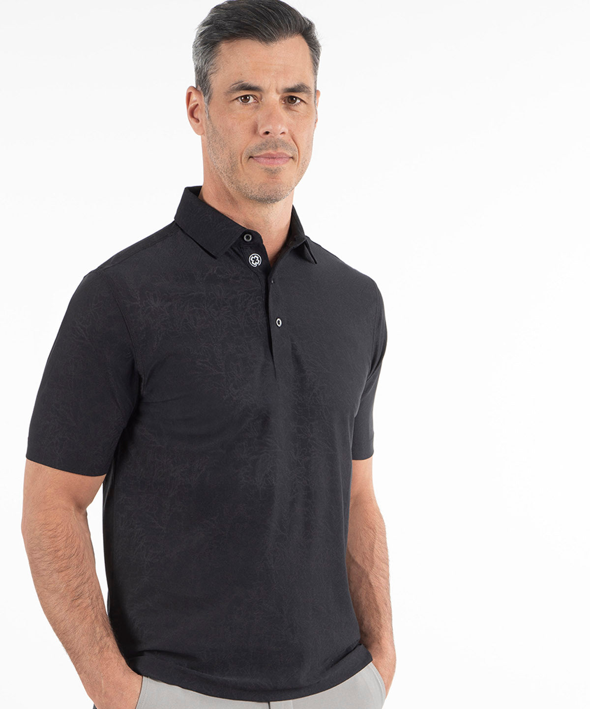 Performance Jacquard Magnolia Print Short-Sleeve Polo