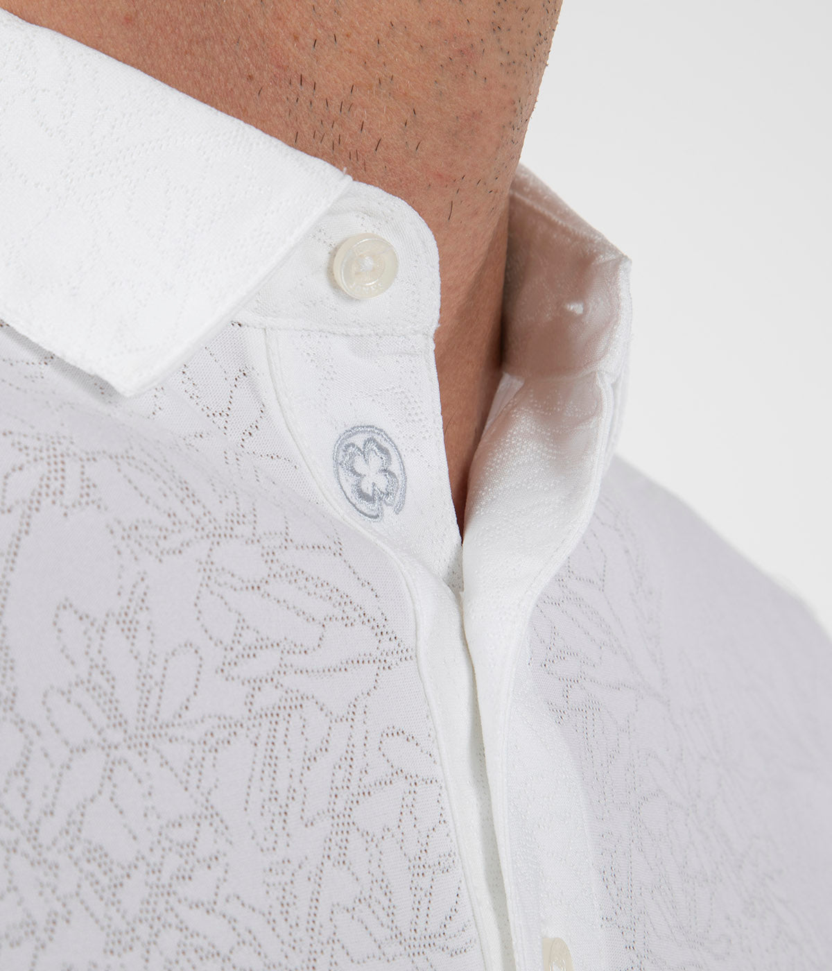 Performance Jacquard Magnolia Print Short-Sleeve Polo