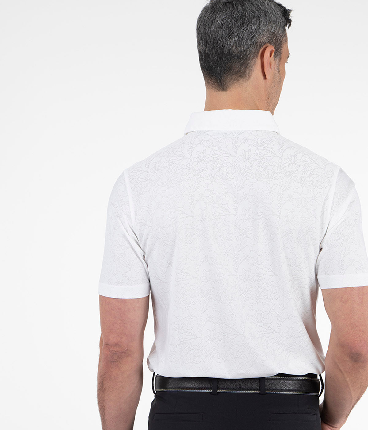 Performance Jacquard Magnolia Print Short-Sleeve Polo