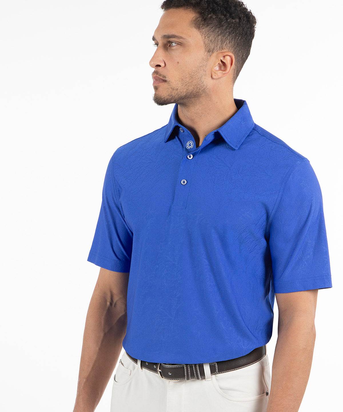 Performance Jacquard Magnolia Print Short-Sleeve Polo