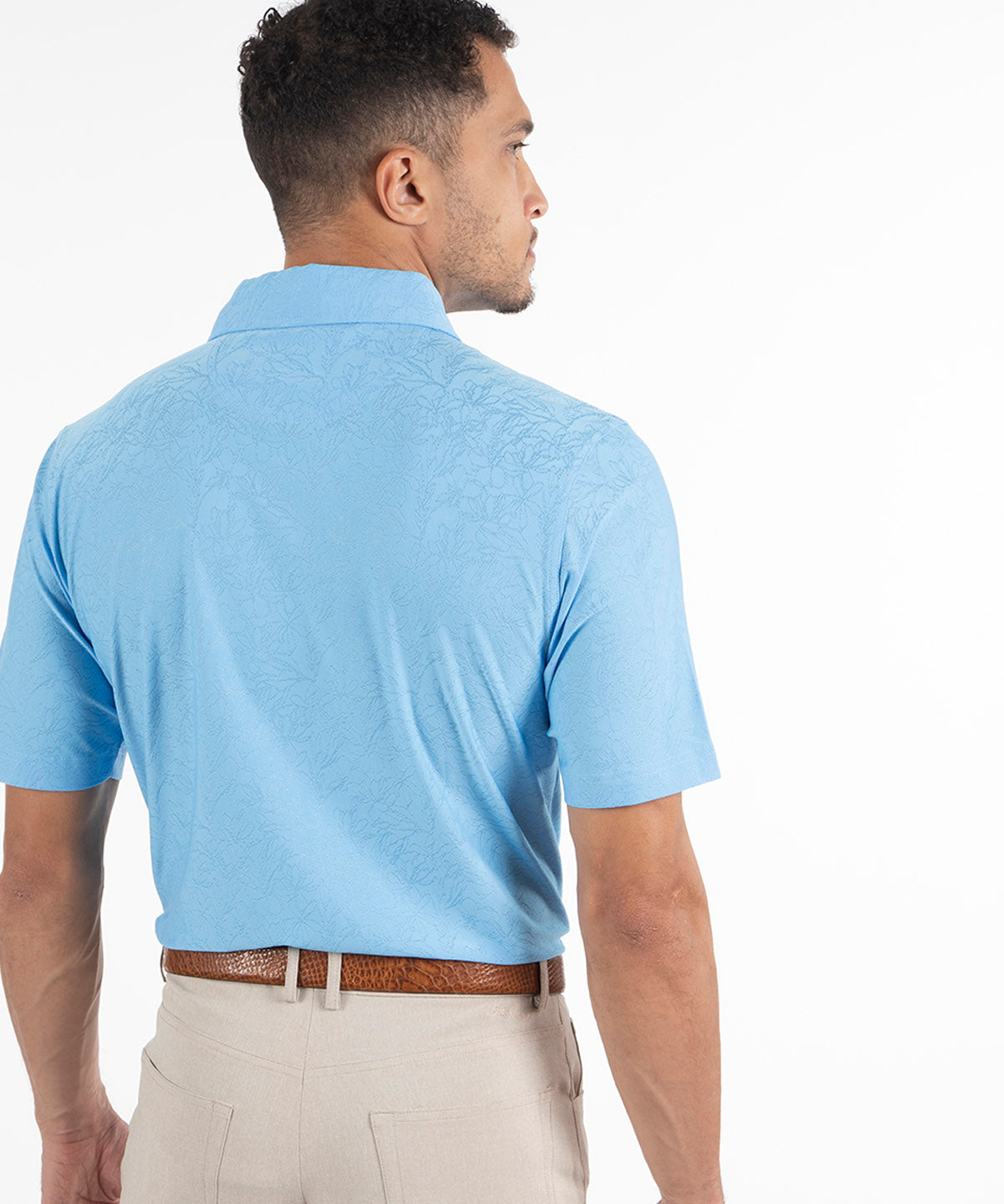Performance Jacquard Magnolia Print Short-Sleeve Polo