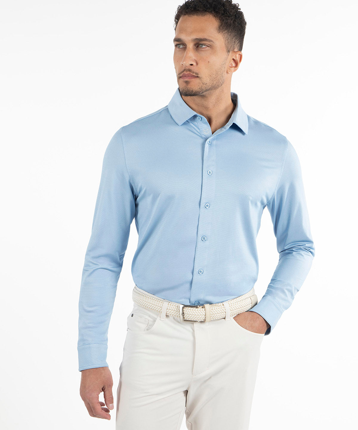 Performance Jacquard Dash Long-Sleeve Button-Down Sport Shirt