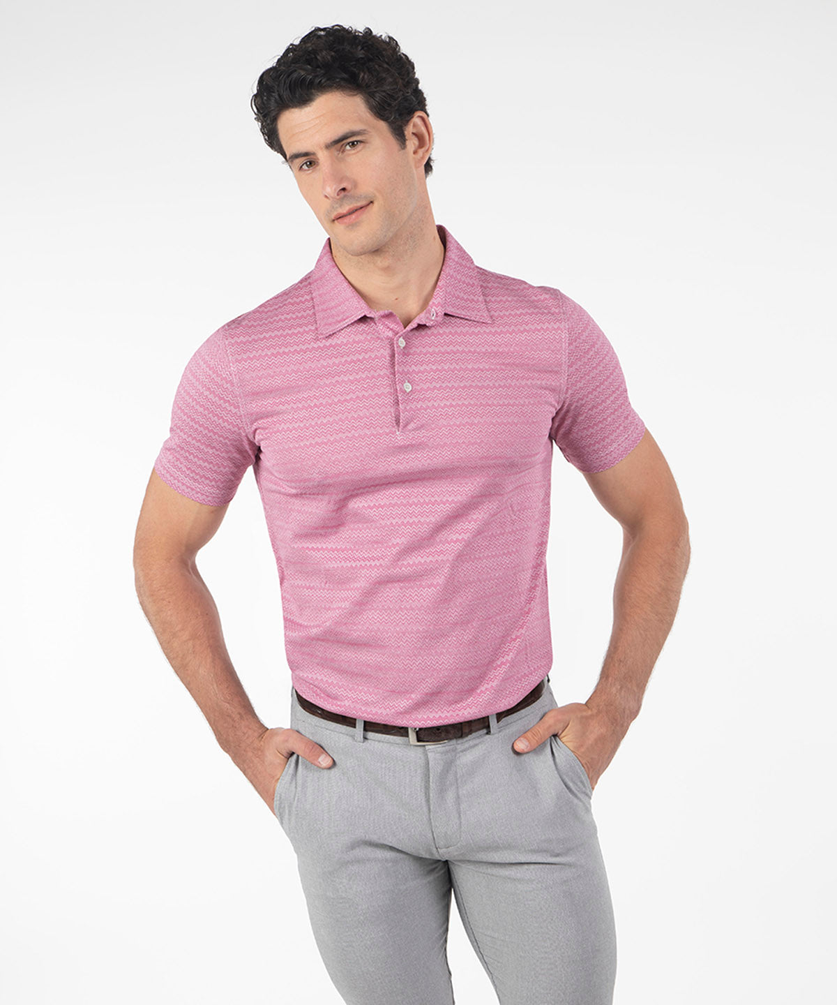 Heritage Varenna Chevron Jacquard Italian Cotton Short-Sleeve Polo
