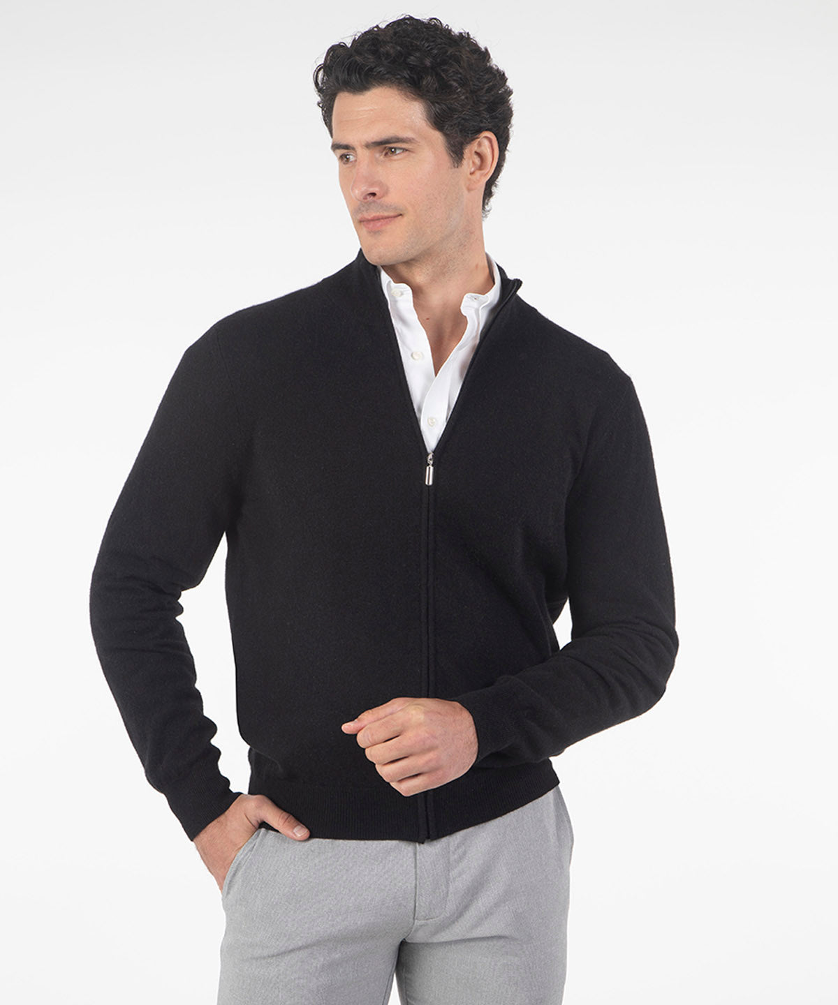 Heritage 100% Italian Cashmere Full-Zip Cardigan Sweater