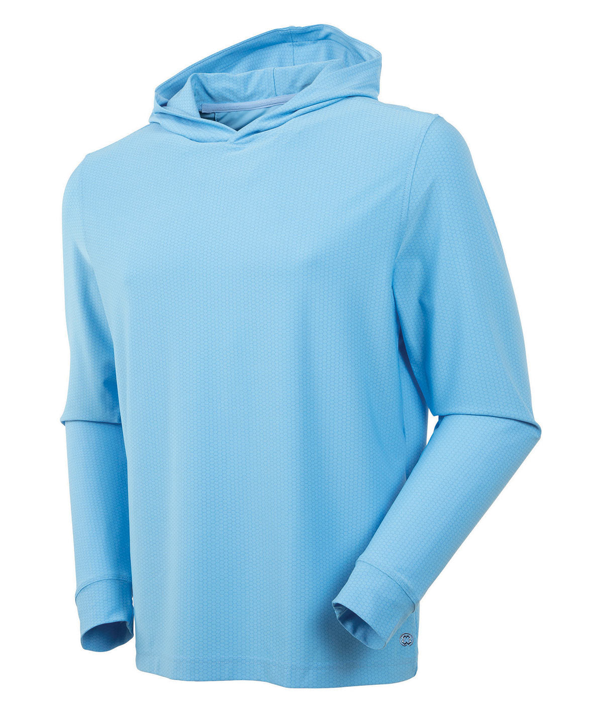 Men’s Bobby Jones performance golf hoodie in blue with lightweight breathable stretch fabric