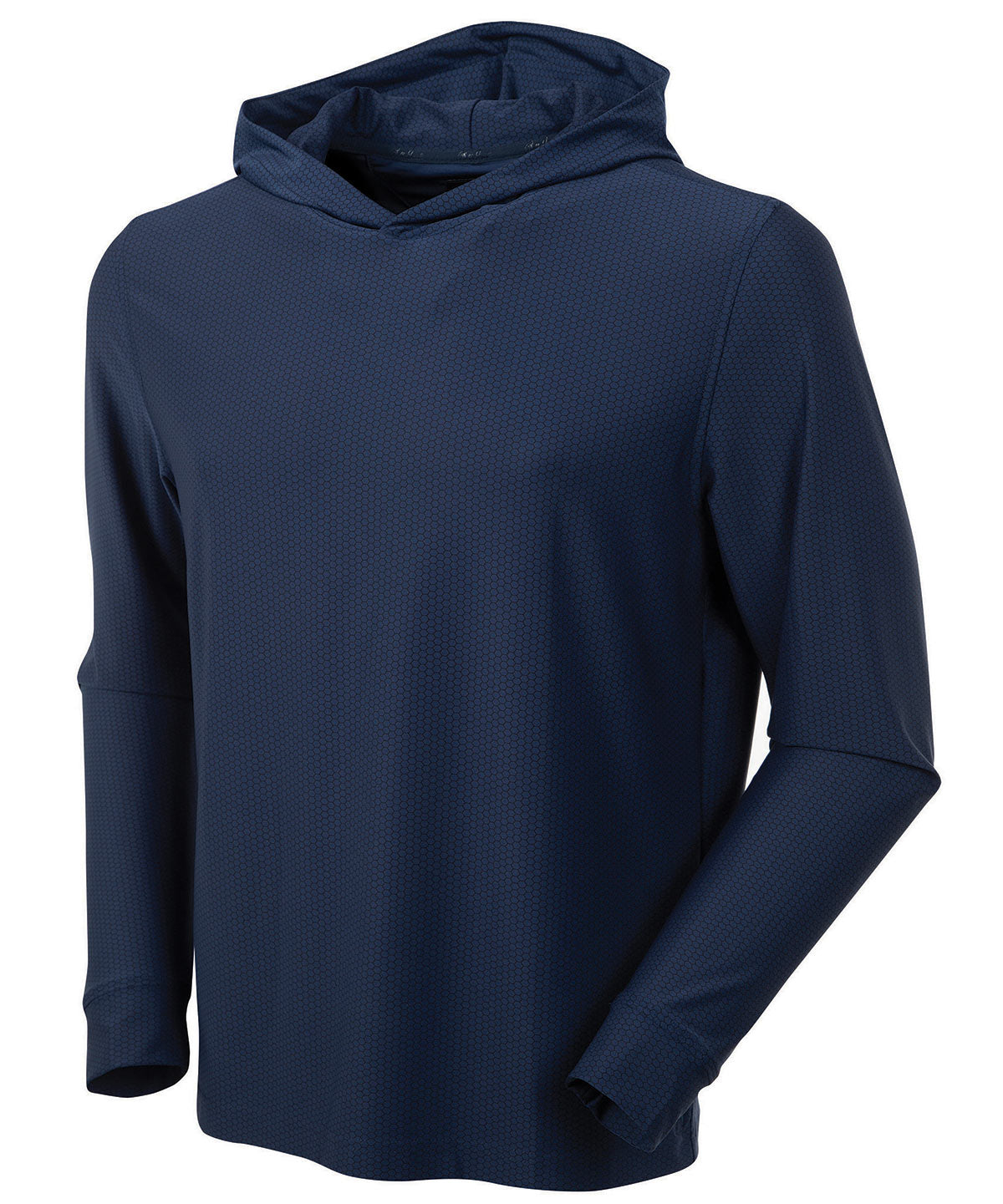 Men’s Bobby Jones performance golf hoodie in navy with lightweight breathable stretch fabric