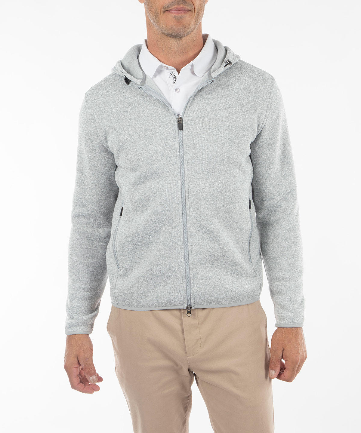 Heathered Full Zip Performance Fleece Hoody Jacket