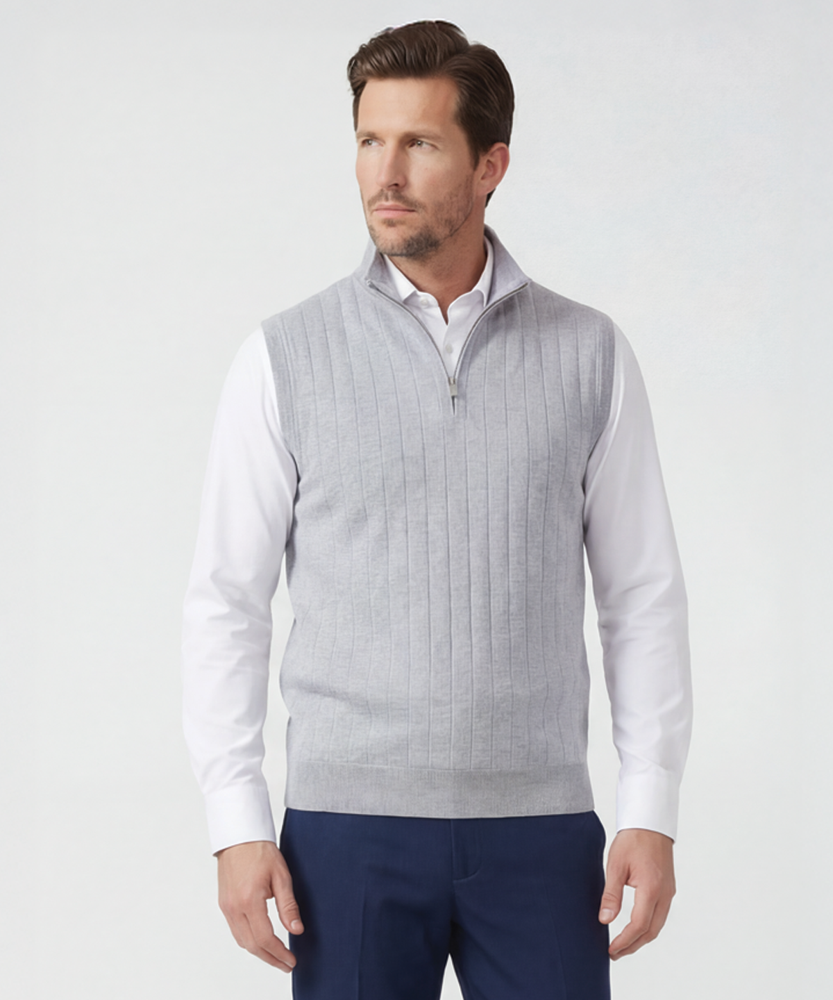 Signature Merino Quarter-Zip Mock Neck Vest