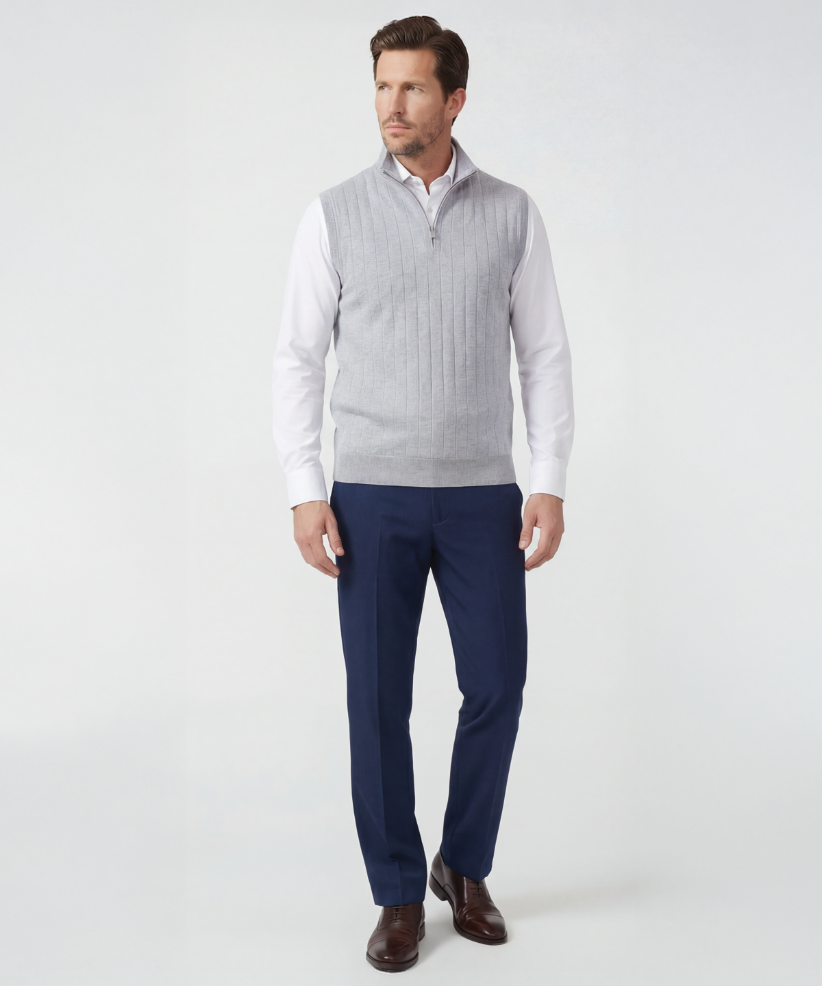 Signature Merino Quarter-Zip Mock Neck Vest