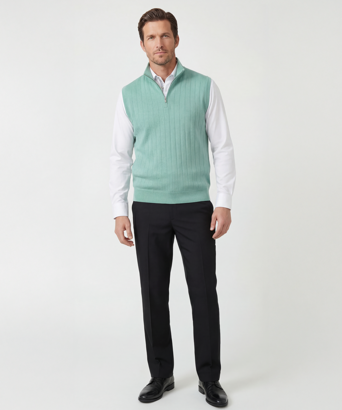 Signature Merino Quarter-Zip Mock Neck Vest