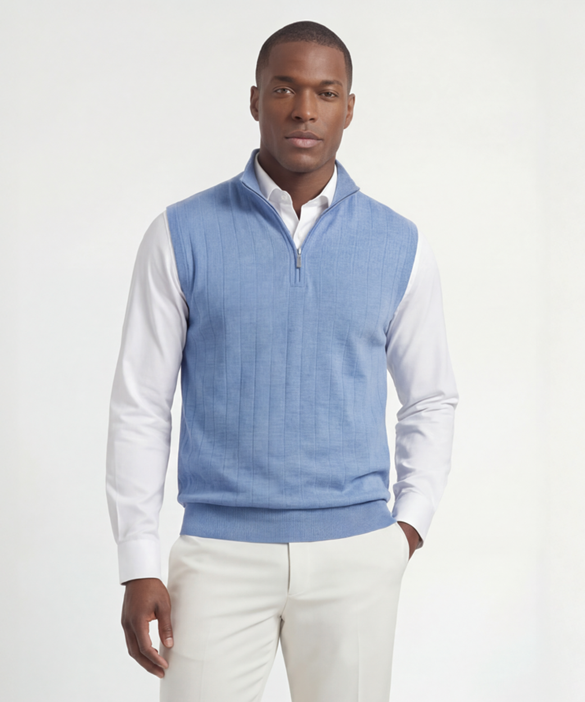 Signature Merino Quarter-Zip Mock Neck Vest