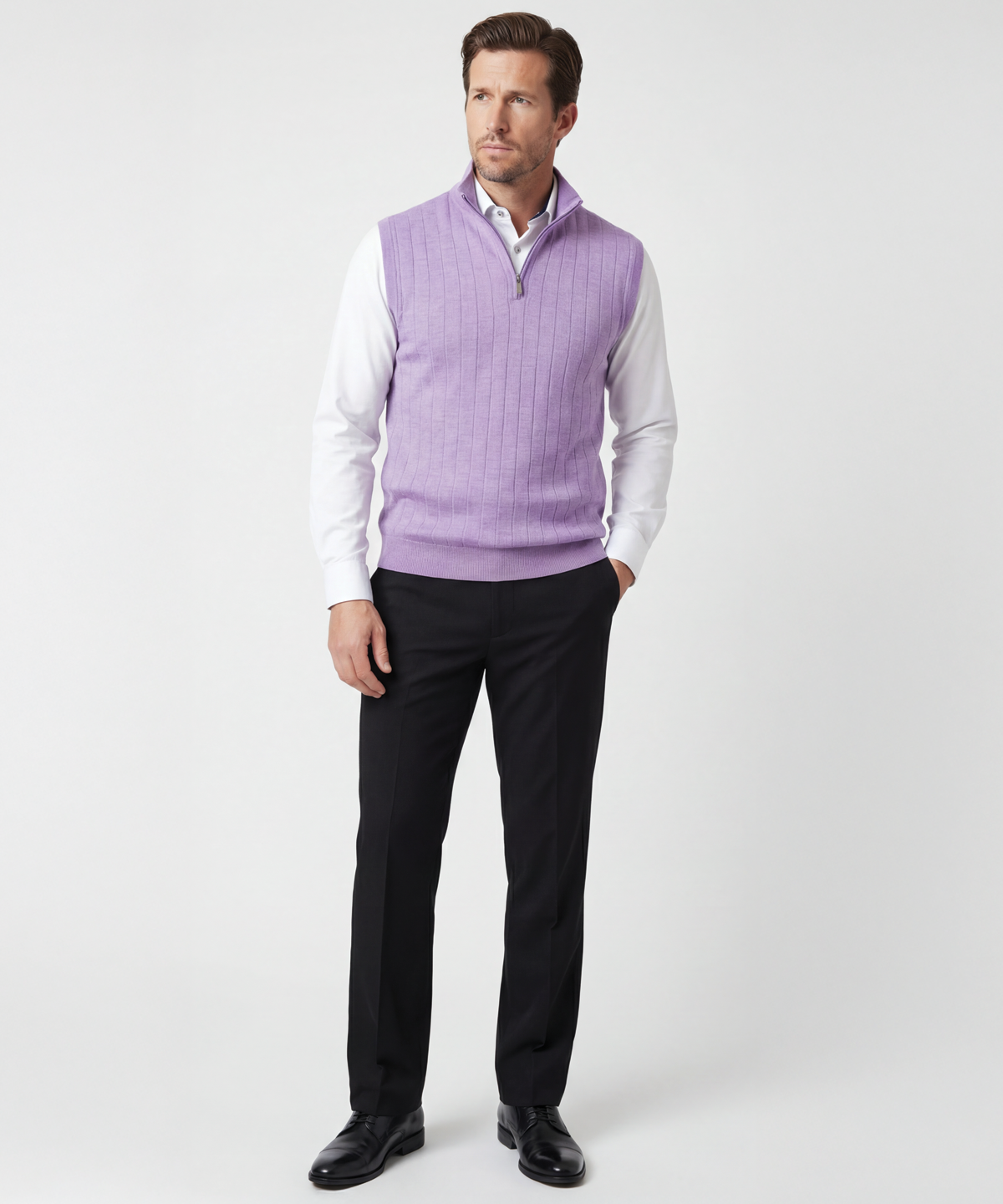 Signature Merino Quarter-Zip Mock Neck Vest