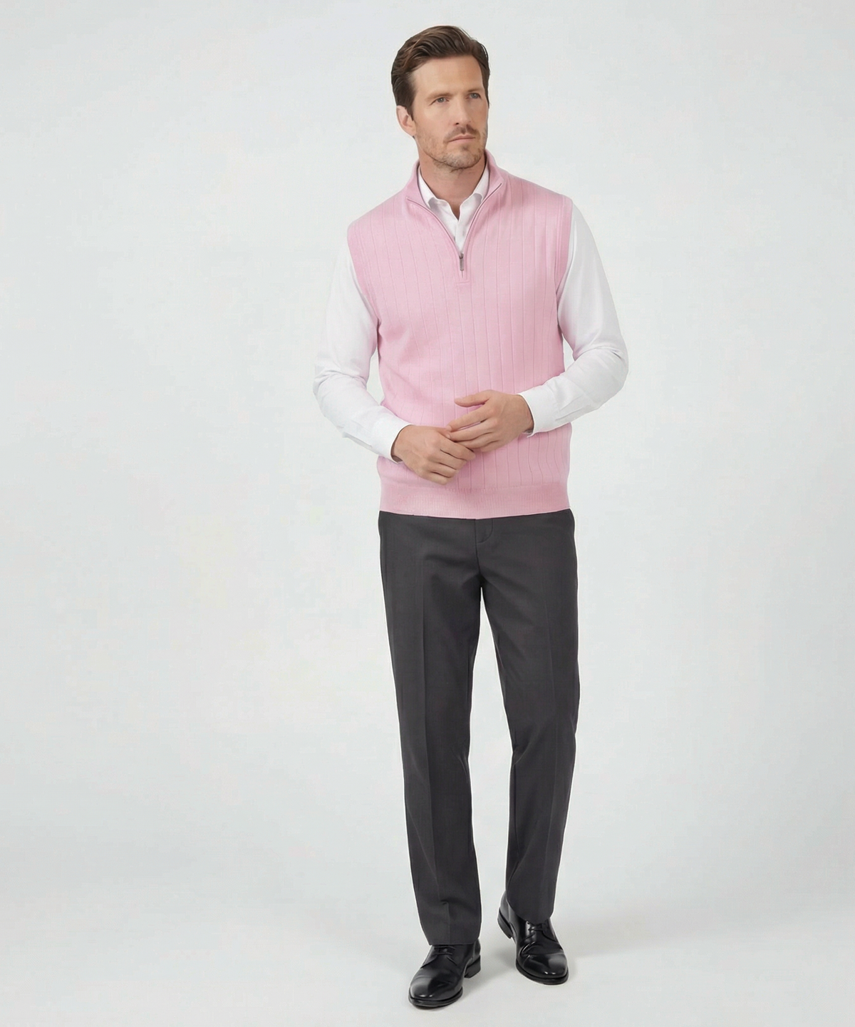 Signature Merino Quarter-Zip Mock Neck Vest