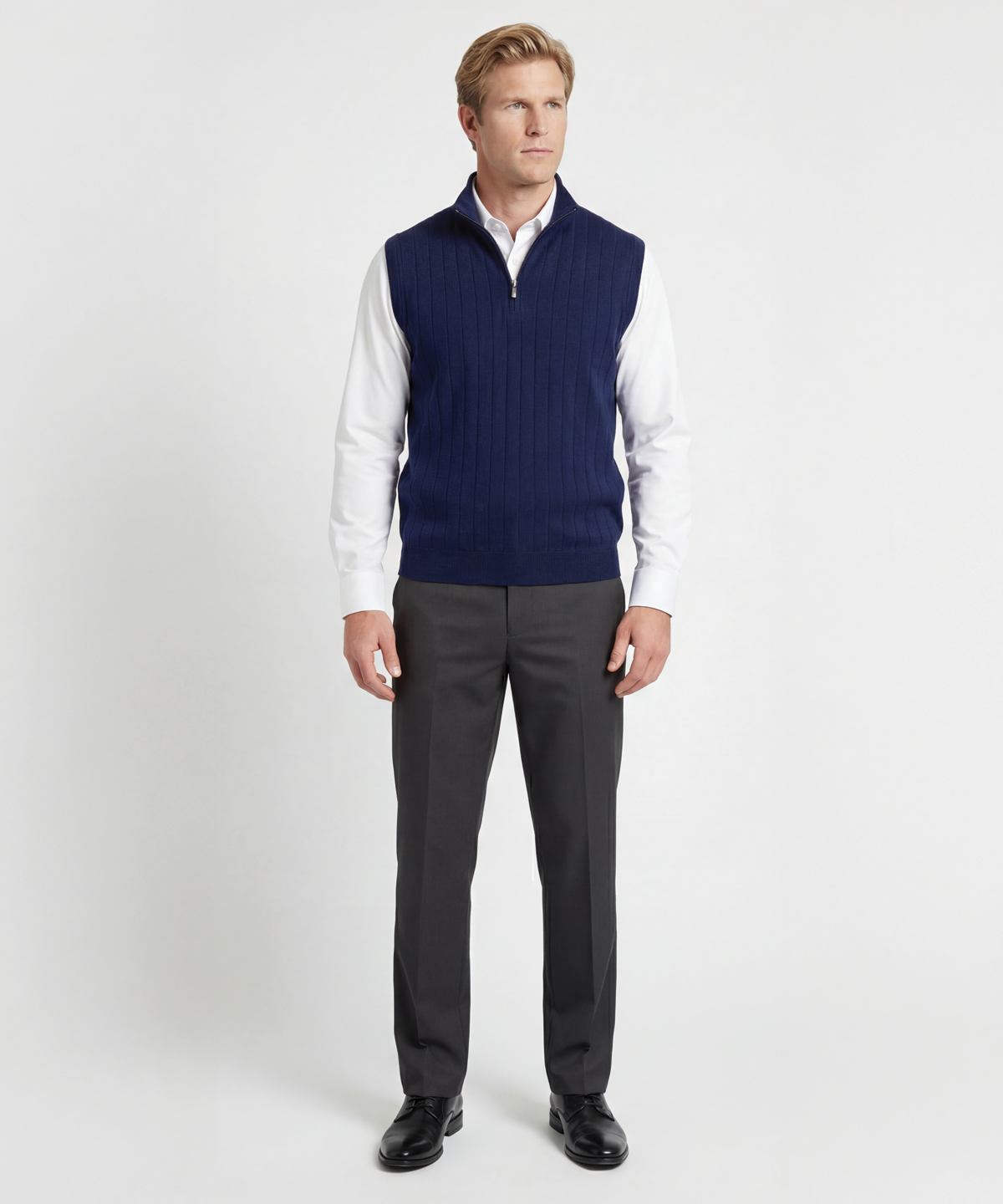 Signature Merino Quarter-Zip Mock Neck Vest