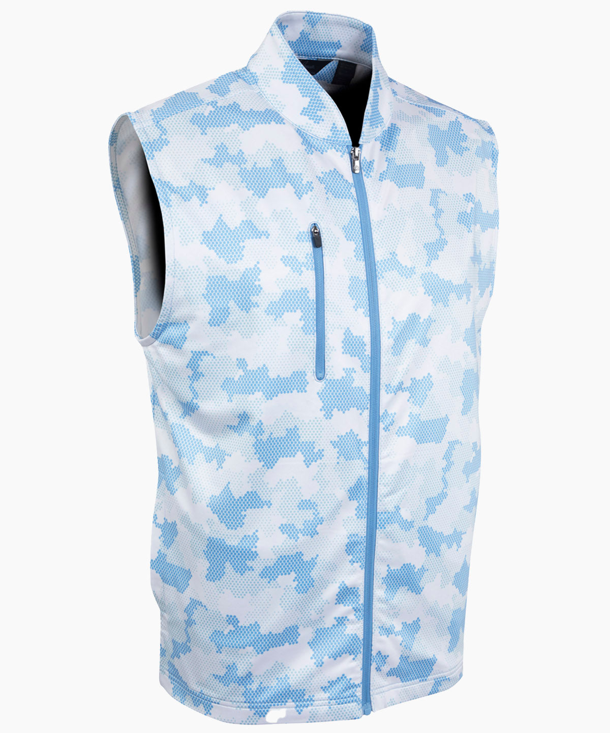 Men’s Bobby Jones performance golf vest in blue camo with full-zip front