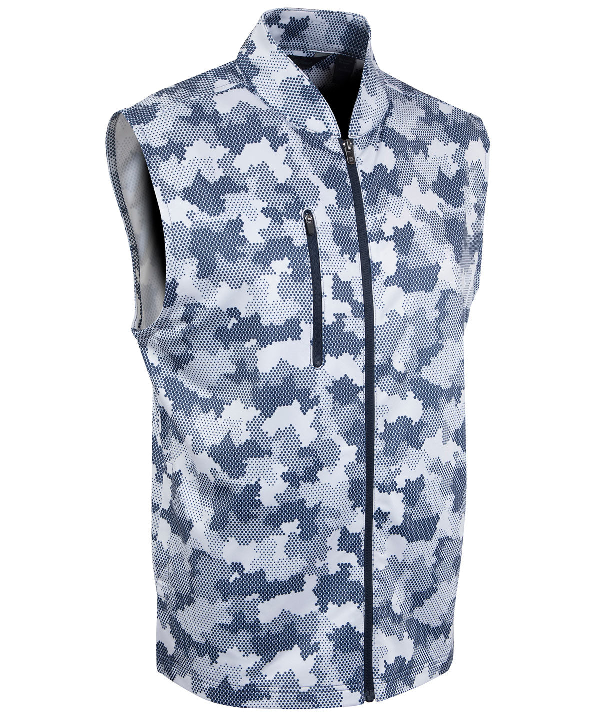 Men’s Bobby Jones performance golf vest in navy camo with full-zip front