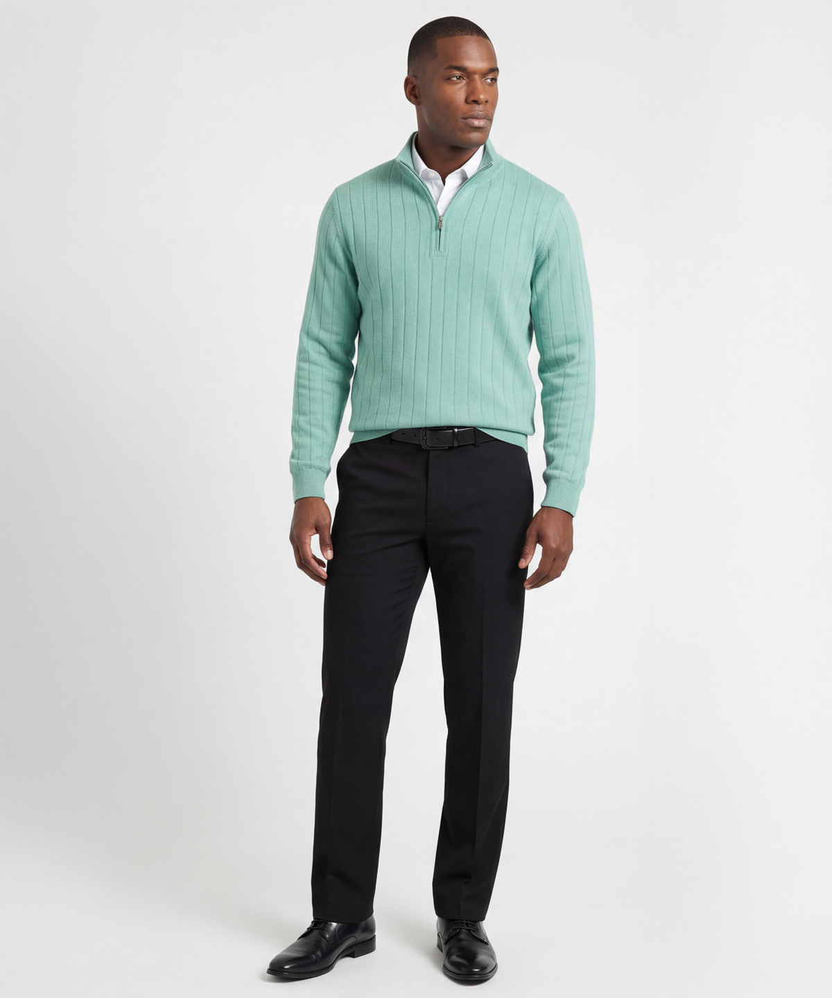 Signature Merino Lined Quarter-Zip Mock Neck Wind Sweater