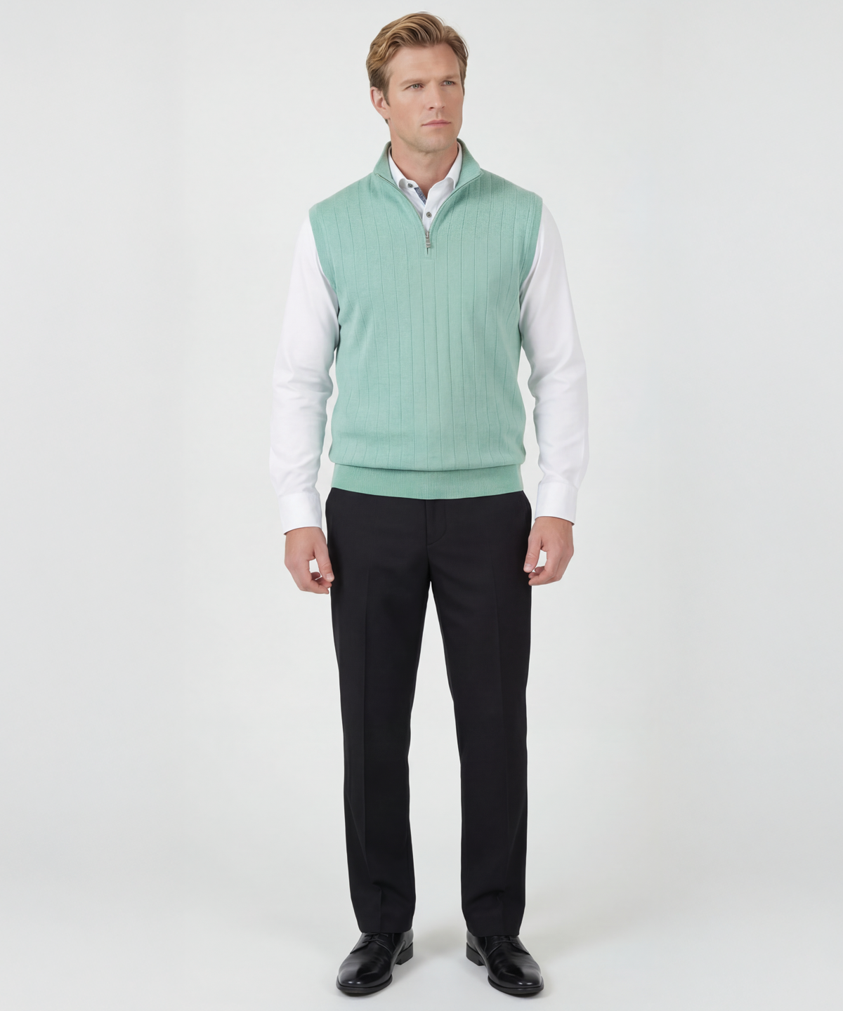 Signature Merino Lined Quarter-Zip Mock Neck Wind Vest