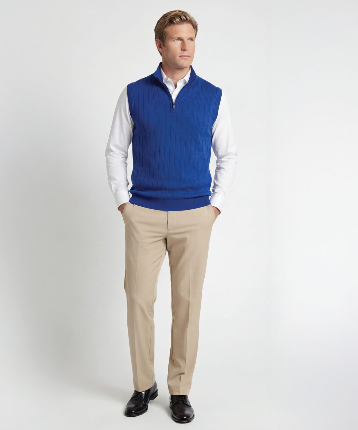 Signature Merino Lined Quarter-Zip Mock Neck Wind Vest