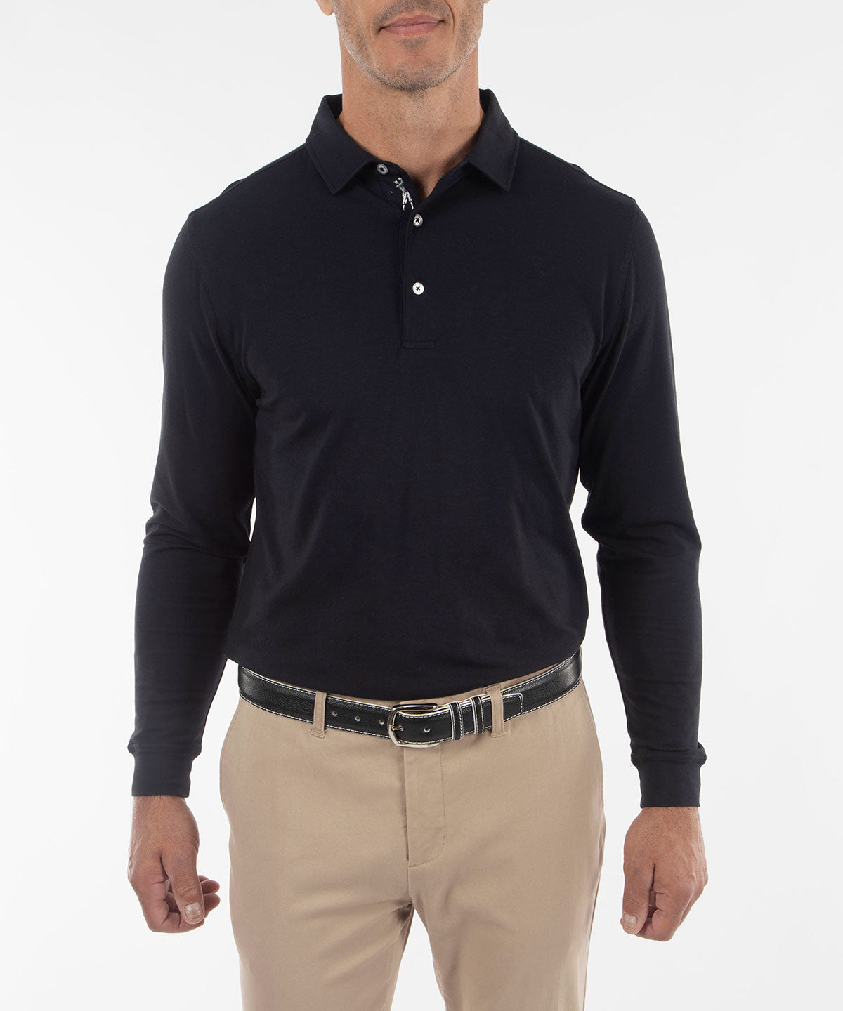 Signature Liquid Cotton Spread Collar Long-Sleeve Polo
