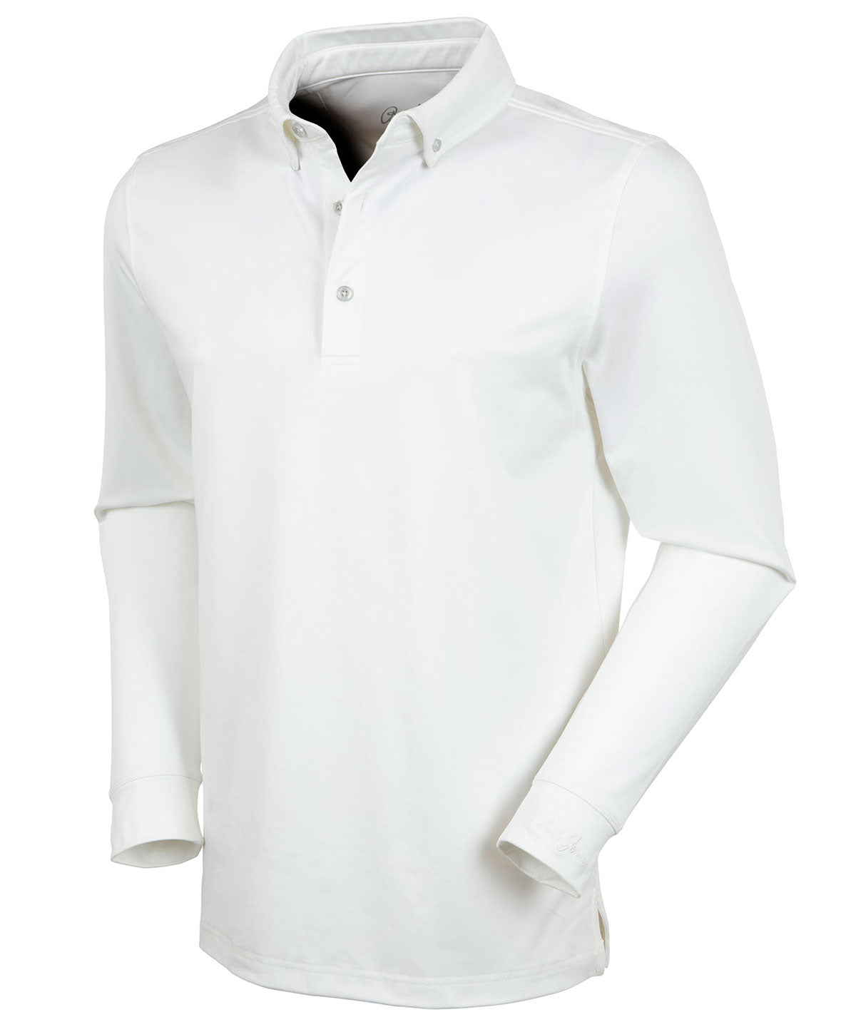 Performance Brushed Poly-Flannel Stretch Jersey Polo with Button Cuff