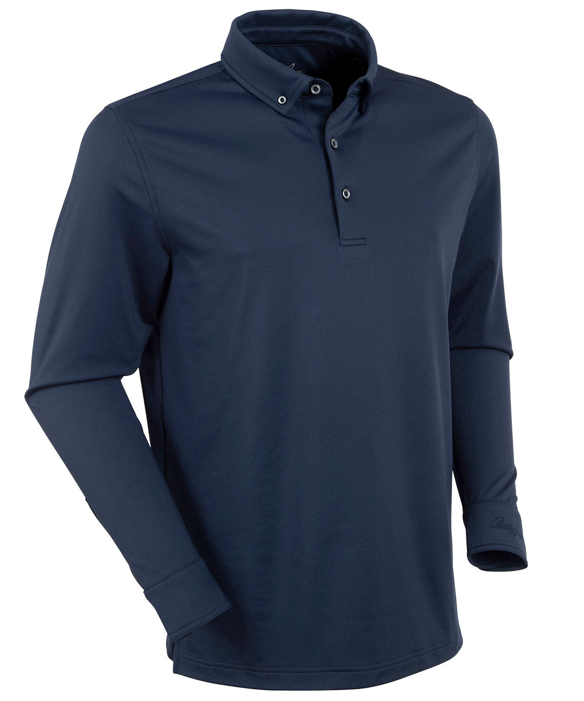 Performance Brushed Poly-Flannel Stretch Jersey Polo with Button Cuff