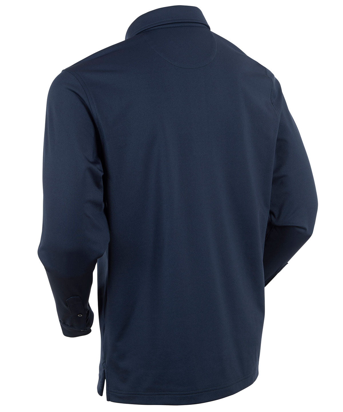 Performance Brushed Poly-Flannel Stretch Jersey Polo with Button Cuff