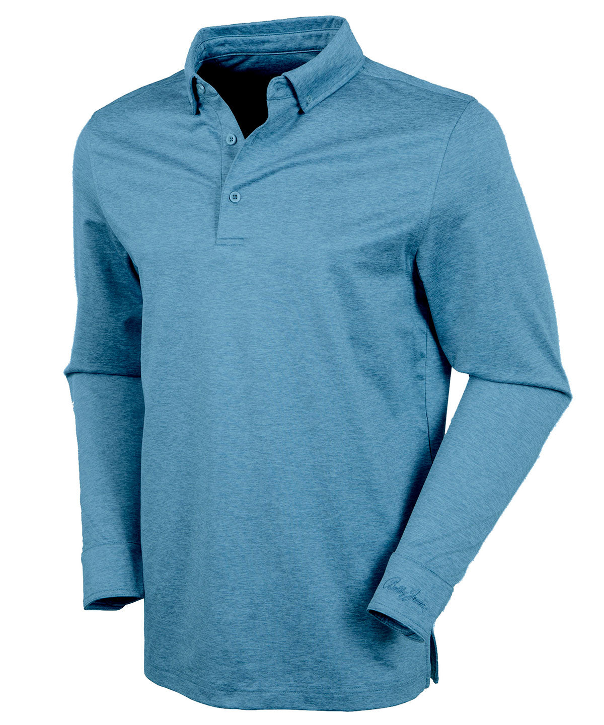 Performance Brushed Poly-Flannel Stretch Jersey Polo with Button Cuff