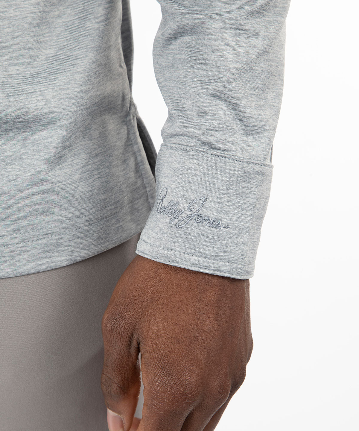 Performance Brushed Poly-Flannel Stretch Jersey Polo with Button Cuff