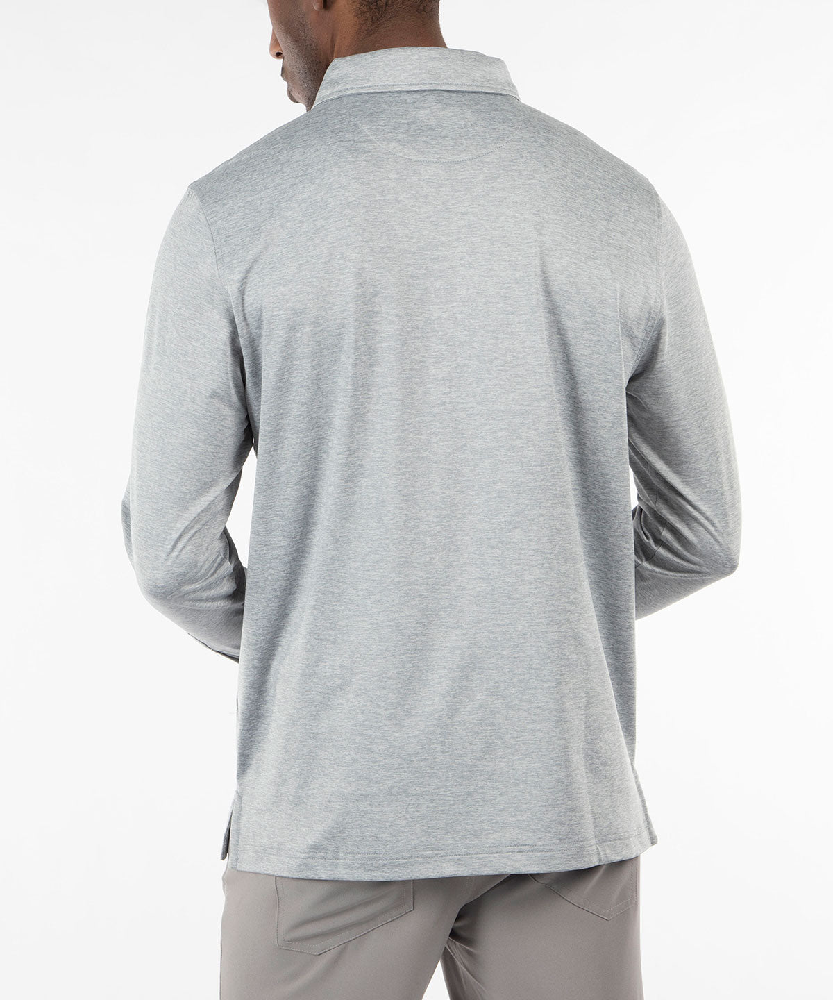 Performance Brushed Poly-Flannel Stretch Jersey Polo with Button Cuff