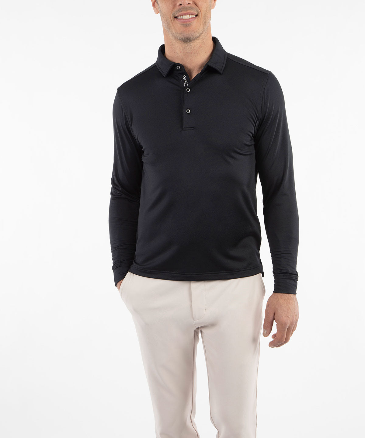 Performance Brushed Poly Flannel Stretch Jersey Polo with Player Placket