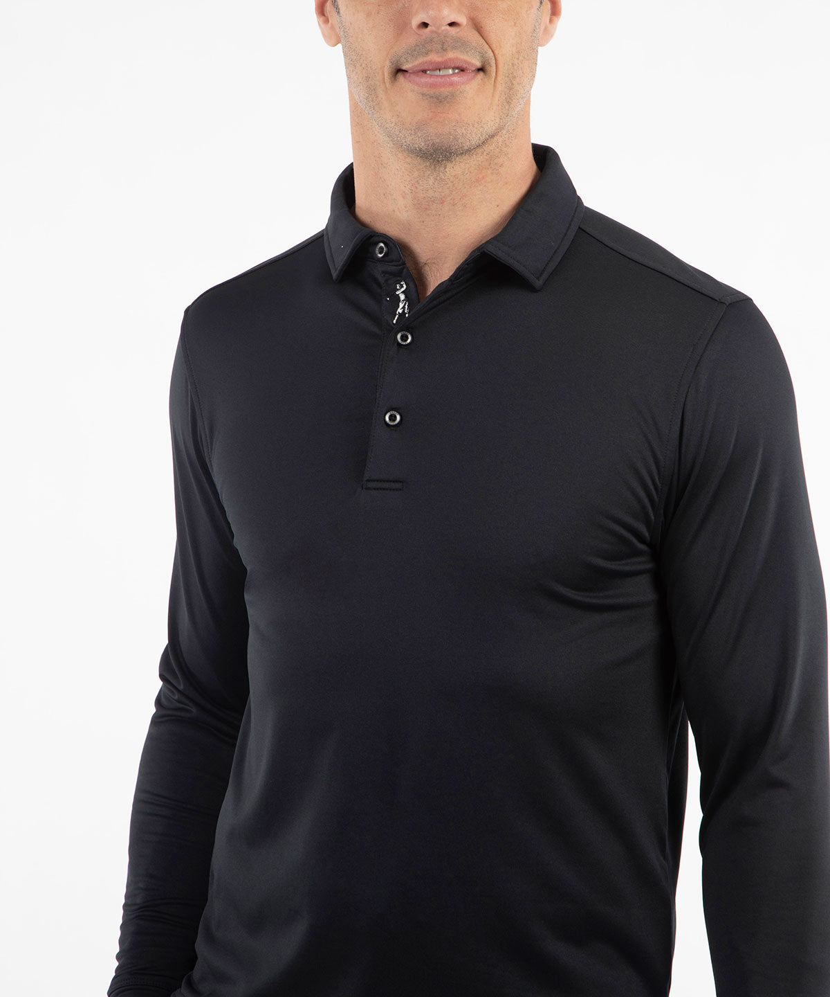 Performance Brushed Poly Flannel Stretch Jersey Polo with Player Placket