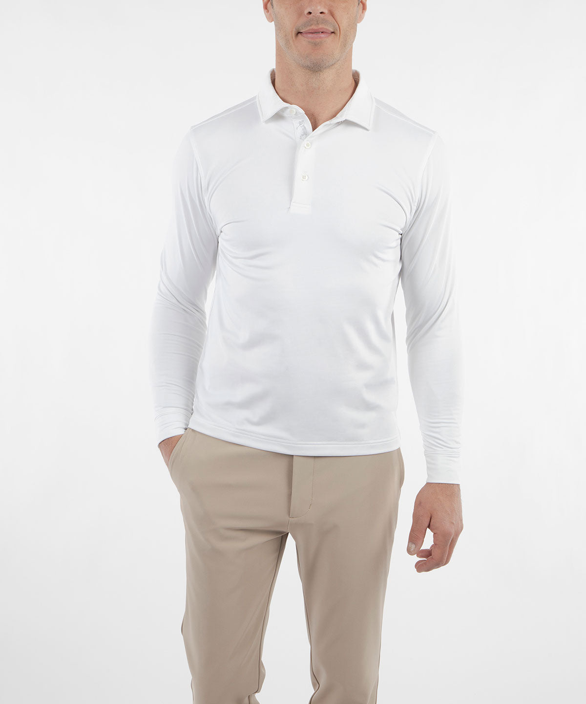 Performance Brushed Poly Flannel Stretch Jersey Polo with Player Placket