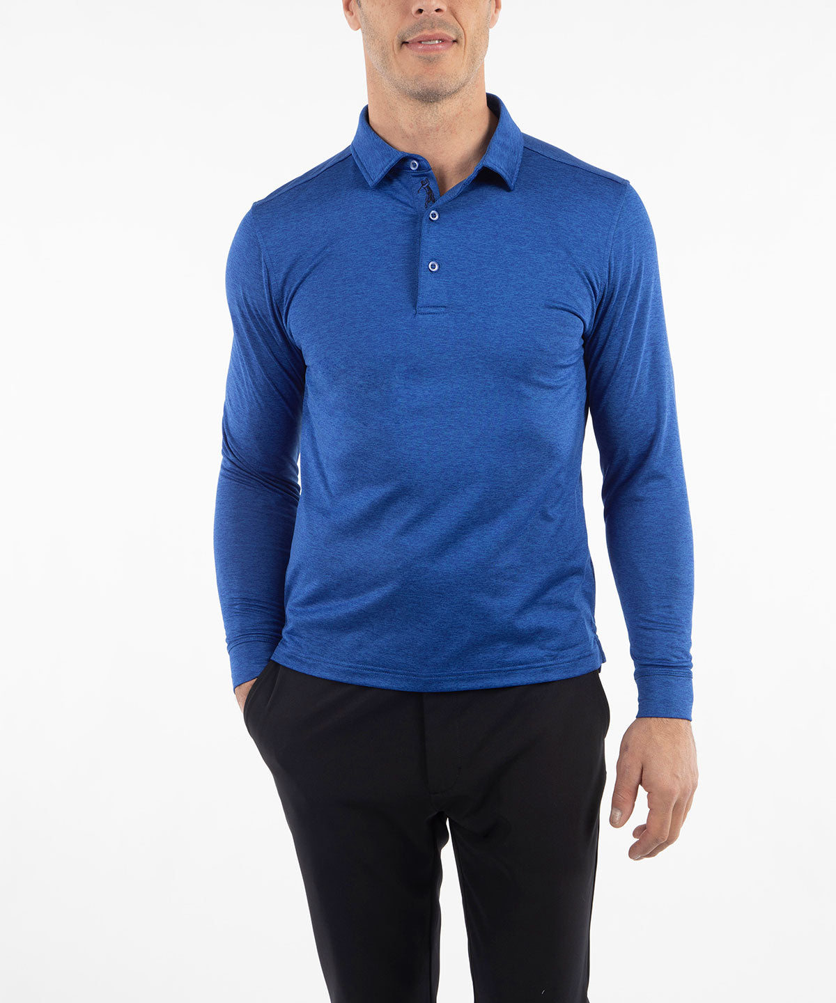 Performance Brushed Poly Flannel Stretch Jersey Polo with Player Placket