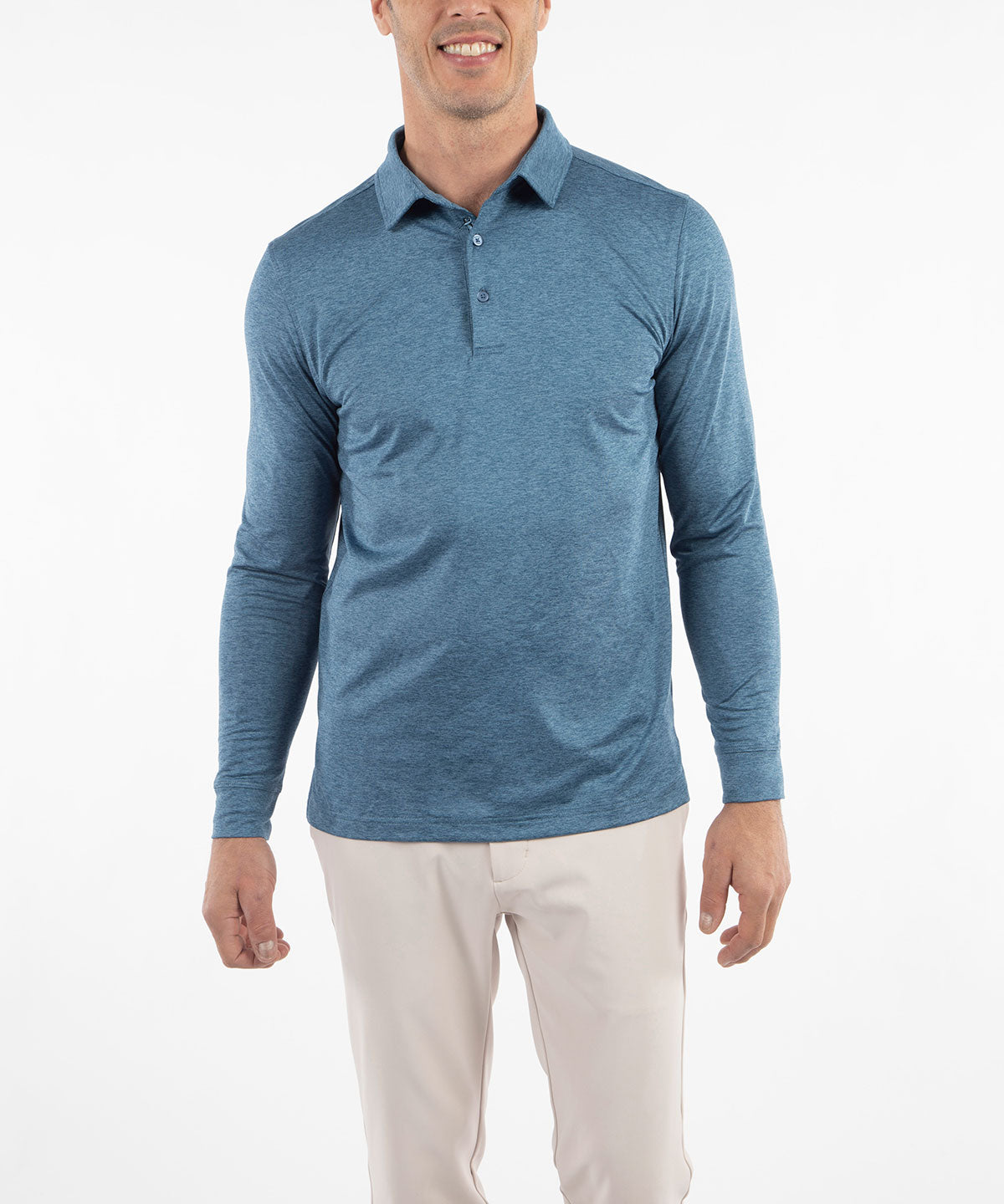 Performance Brushed Poly Flannel Stretch Jersey Polo with Player Placket