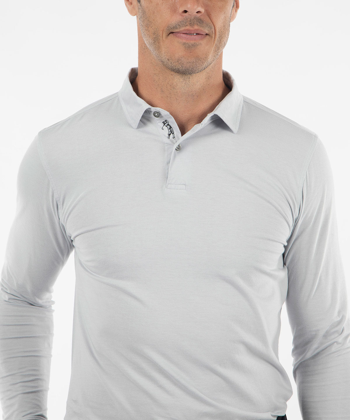 Ultra-Light Peruvian Cotton Long-Sleeve Polo Shirt