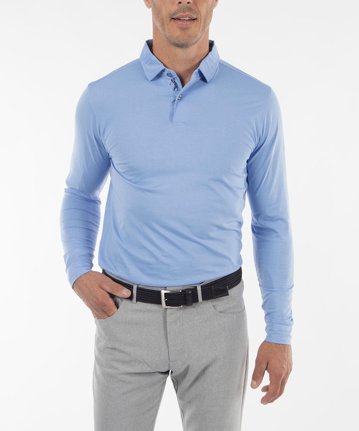 Ultra-Light Peruvian Cotton Long-Sleeve Polo Shirt