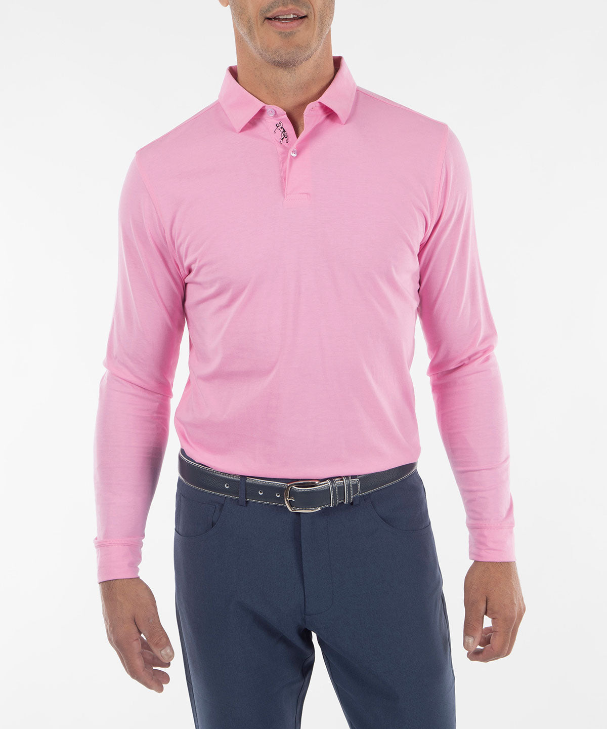 Ultra-Light Peruvian Cotton Long-Sleeve Polo Shirt