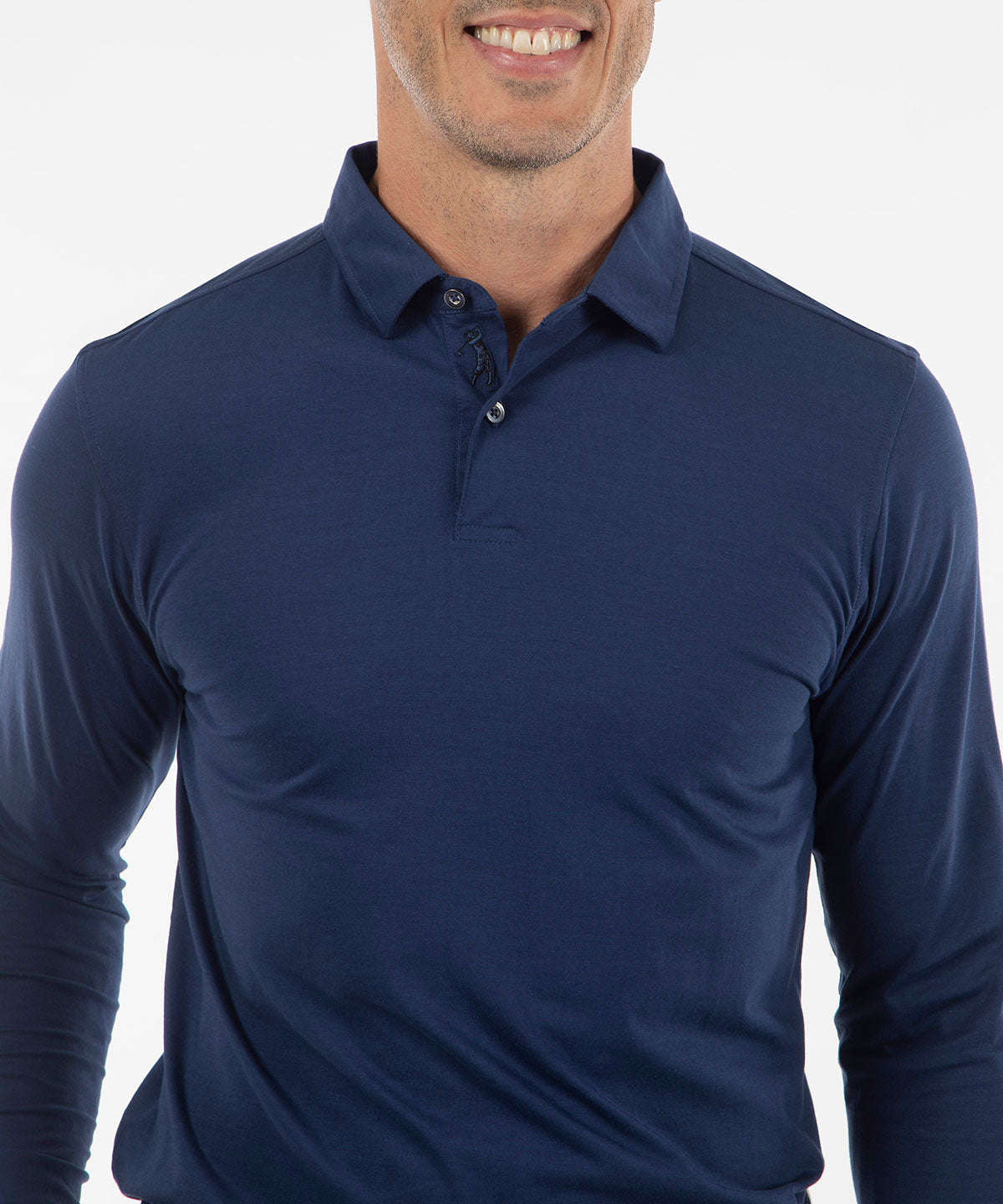 Ultra-Light Peruvian Cotton Long-Sleeve Polo Shirt