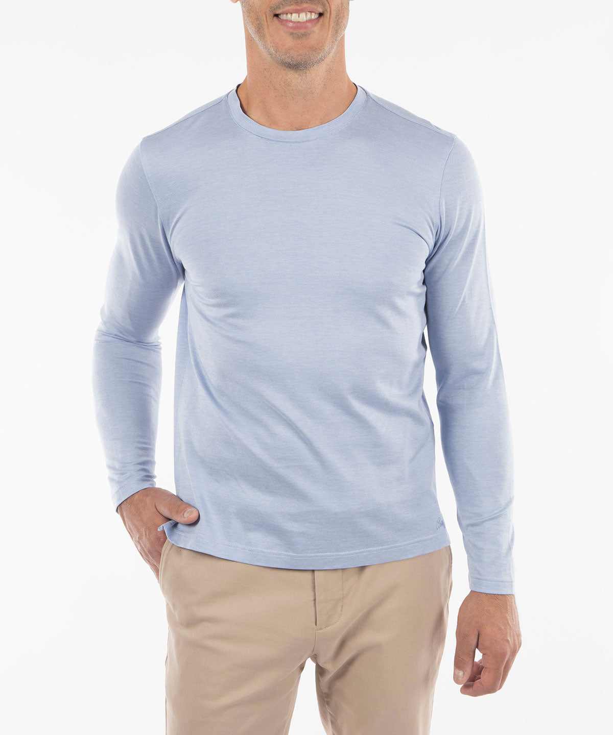 Signature Pima Cotton Lightweight Long-Sleeve Crew Neck T-Shirt