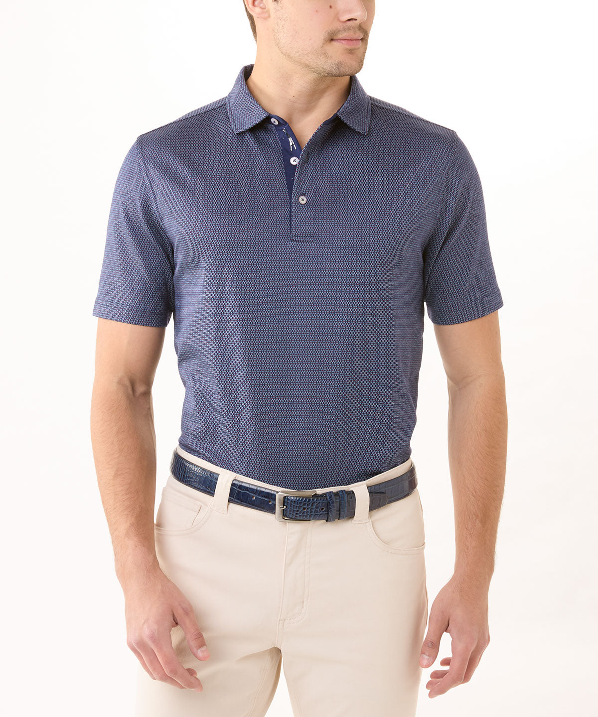 Signature 100% Mercerized Cotton Whitcombe Diamond Jacquard Polo Shirt