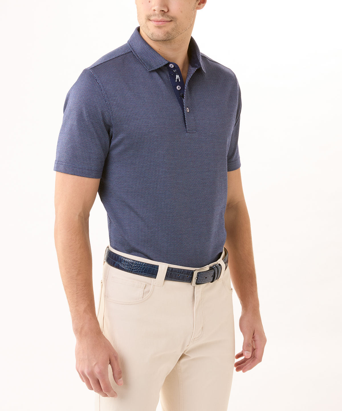 Signature 100% Mercerized Cotton Whitcombe Diamond Jacquard Polo Shirt
