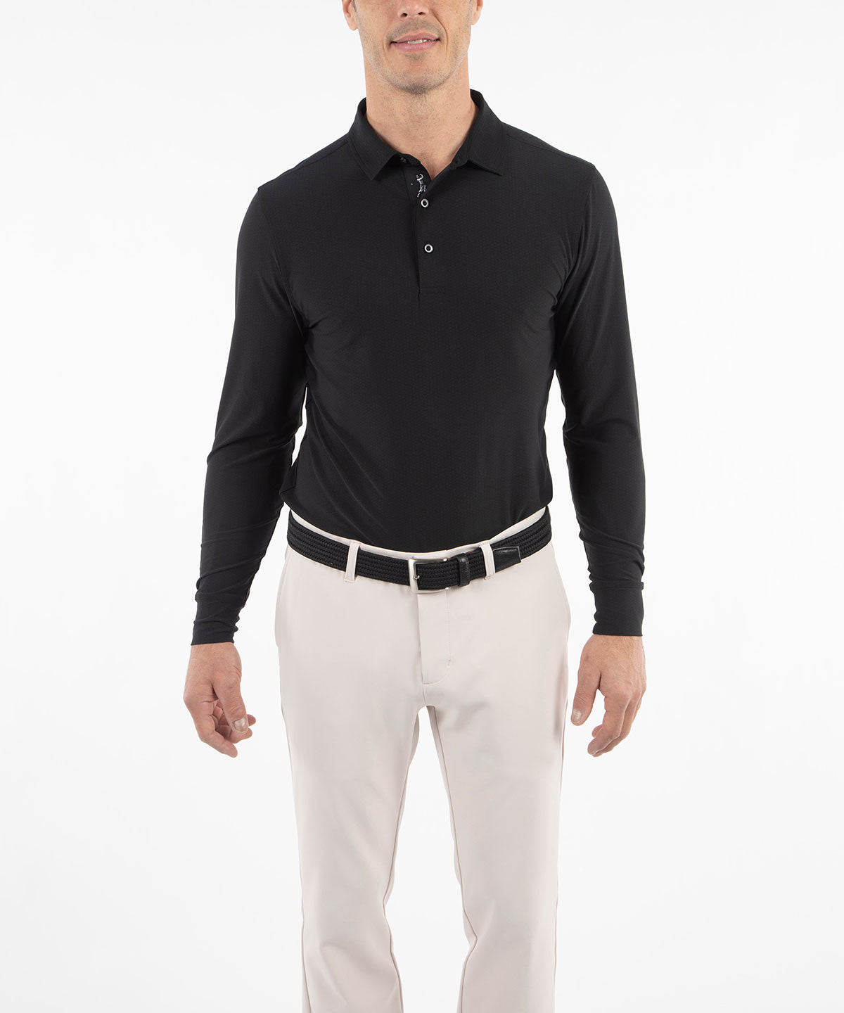Performance Jersey Balata Print Long-Sleeve Polo