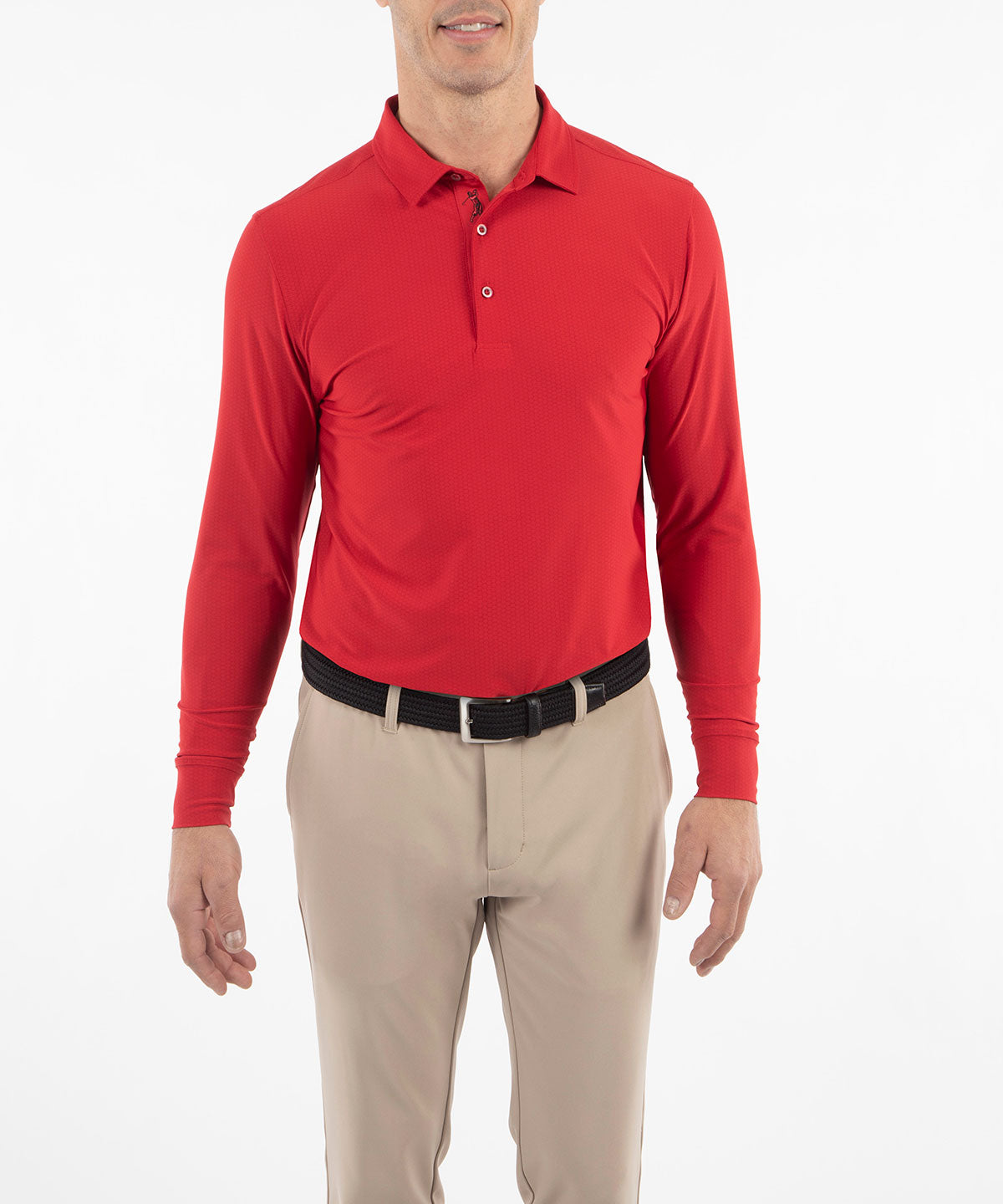 Performance Jersey Balata Print Long-Sleeve Polo