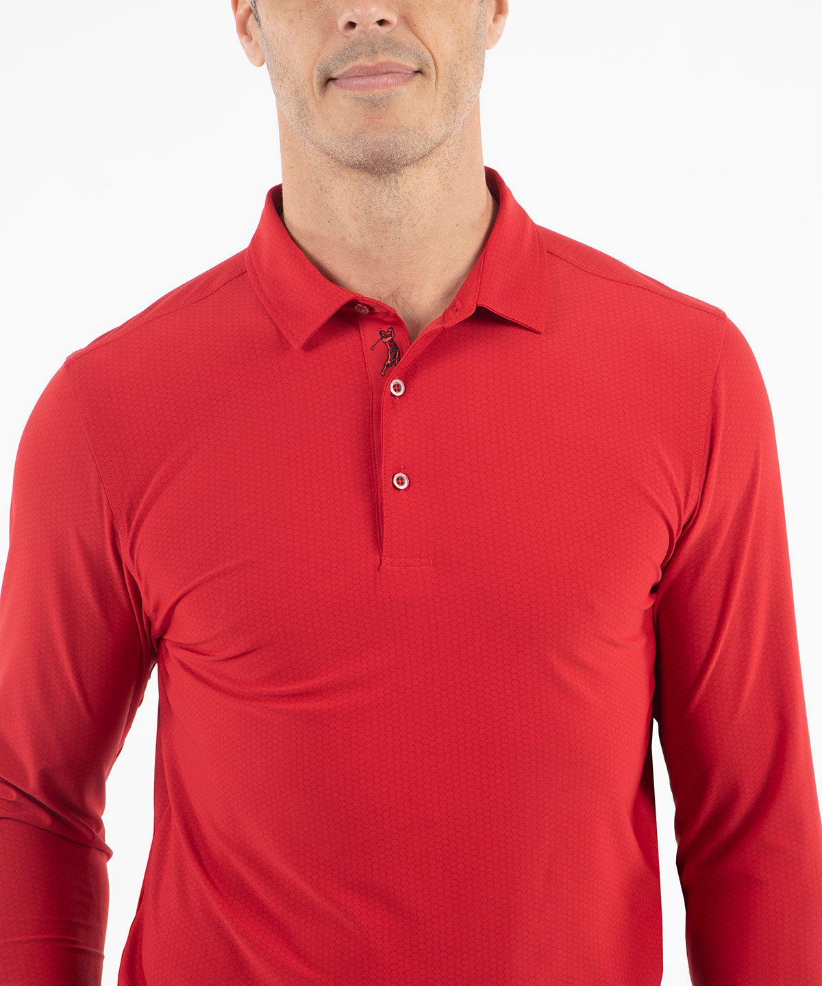 Performance Jersey Balata Print Long-Sleeve Polo