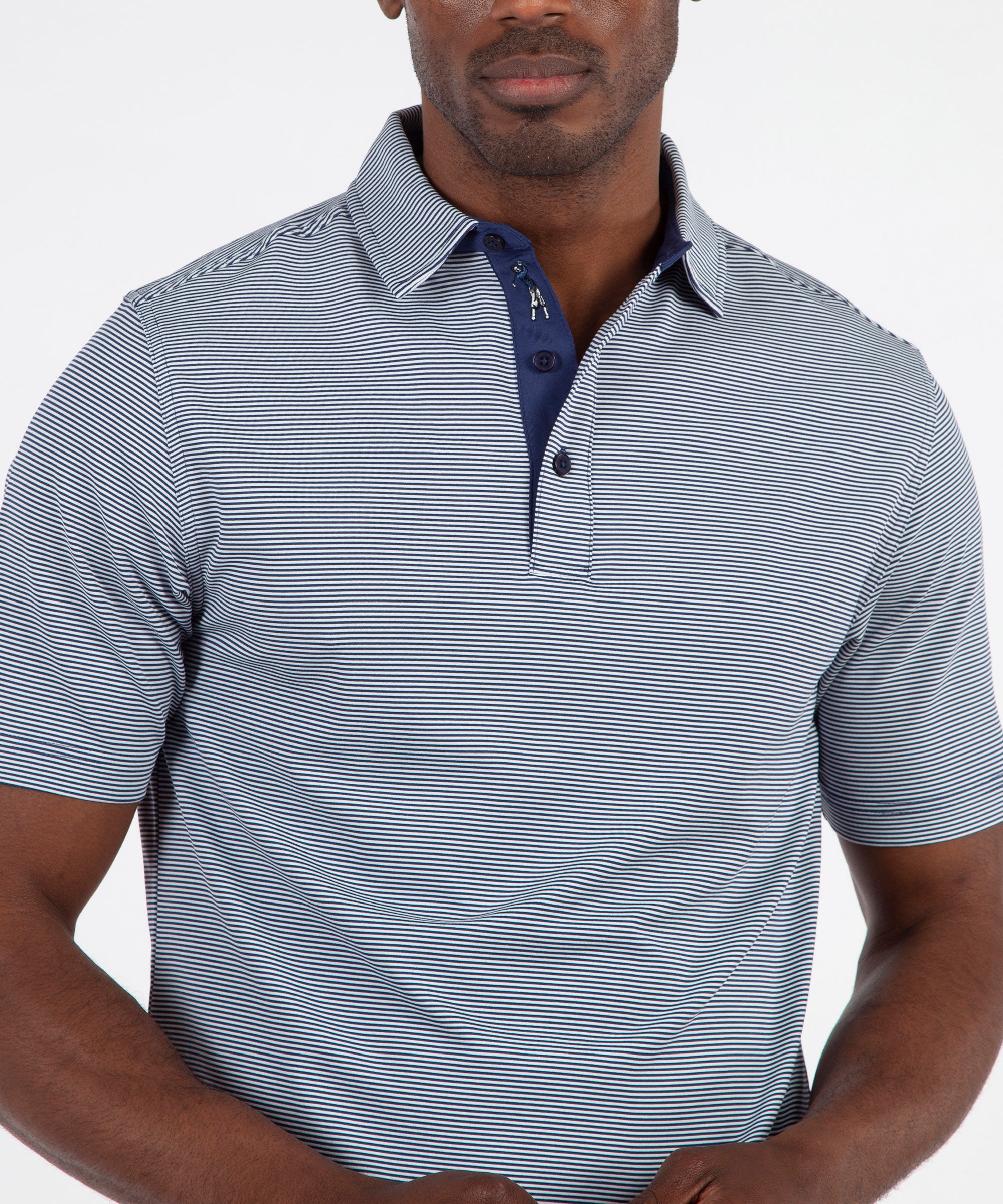 Performance Mini Feed Stripe Short Sleeve Polo Shirt