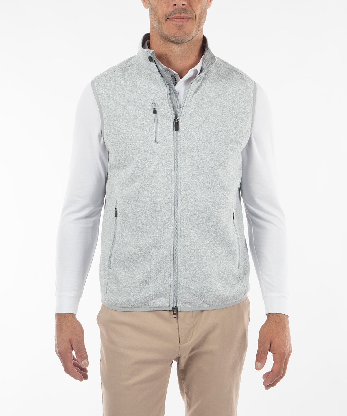 Performance Heathered Full Zip Fleece Vest