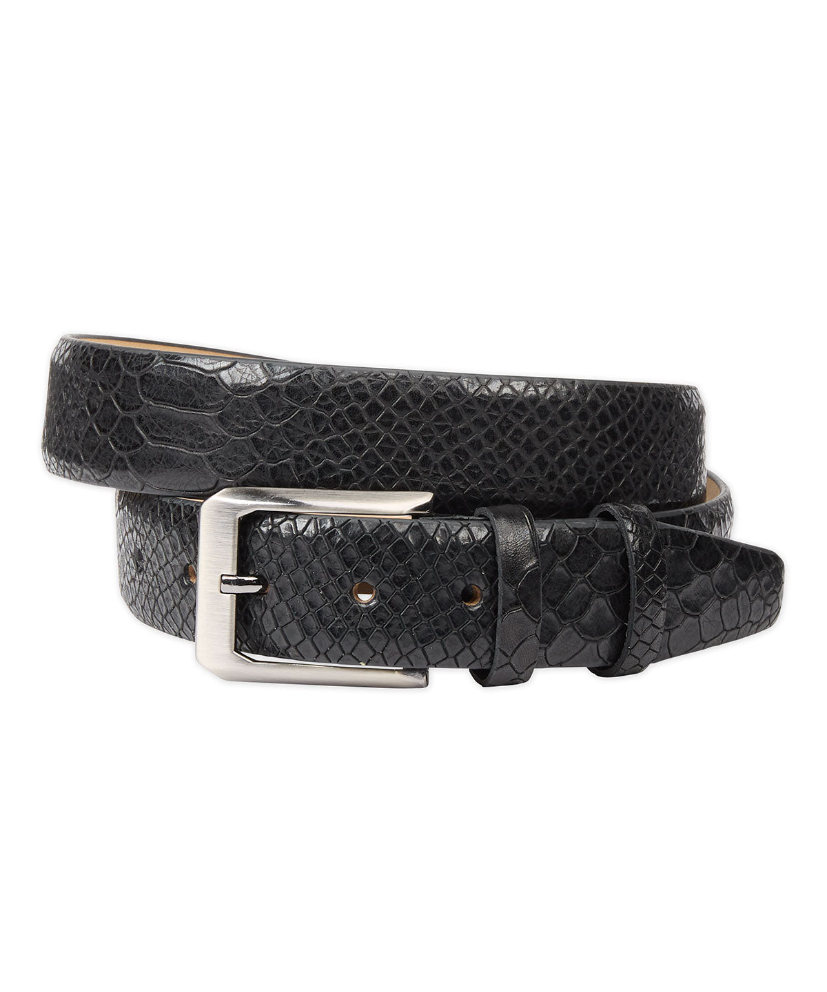 Mock Python Calfskin Leather Belt