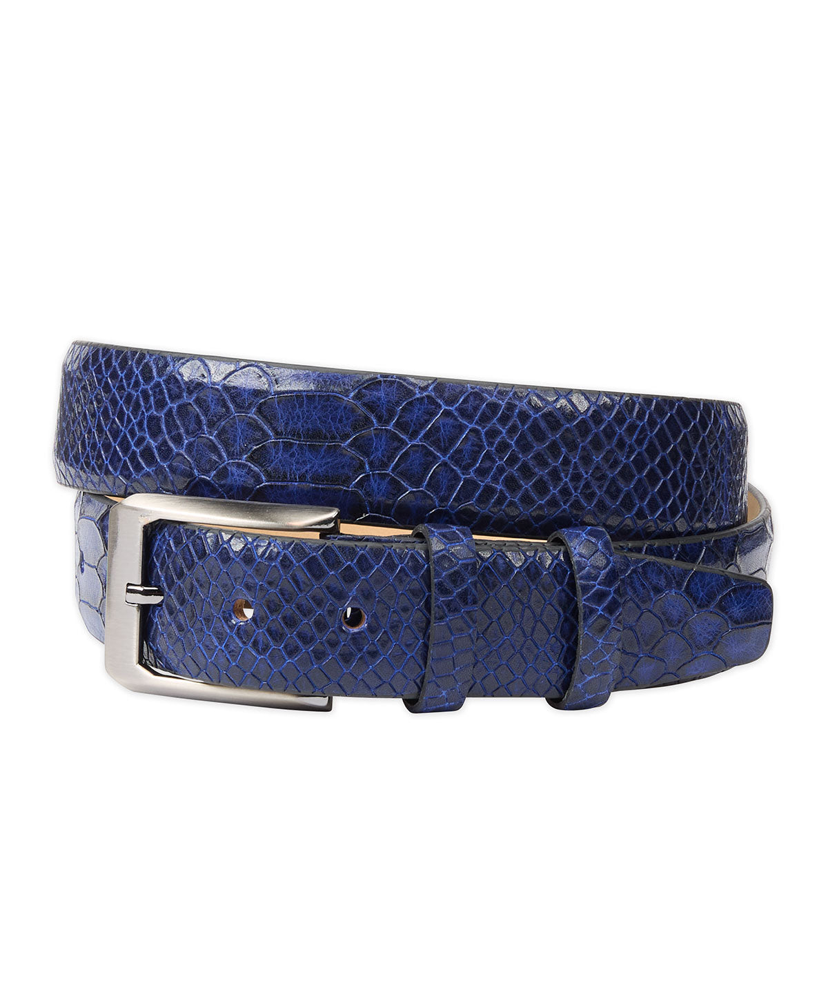 Mock Python Calfskin Leather Belt
