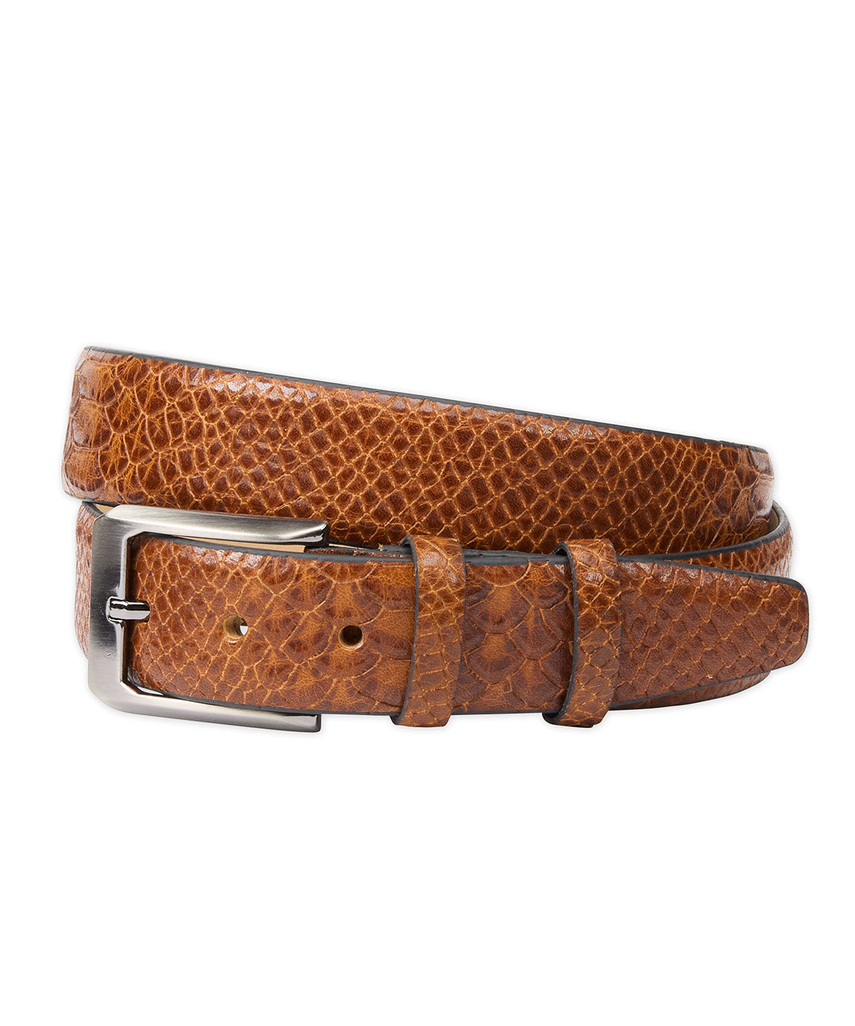 Mock Python Calfskin Leather Belt